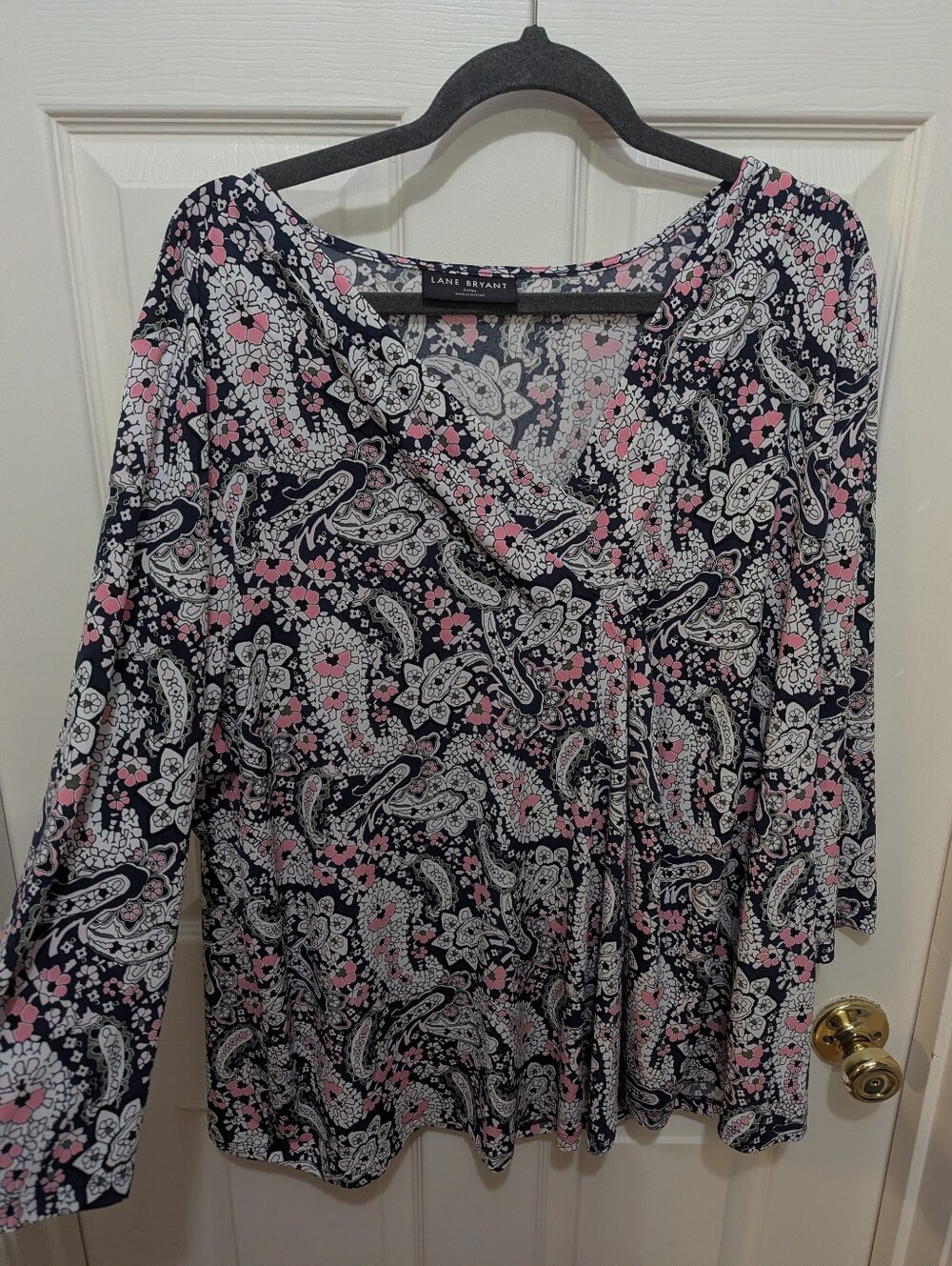 Lane Bryant Black, Pink & White Paisley Tunic Blouse